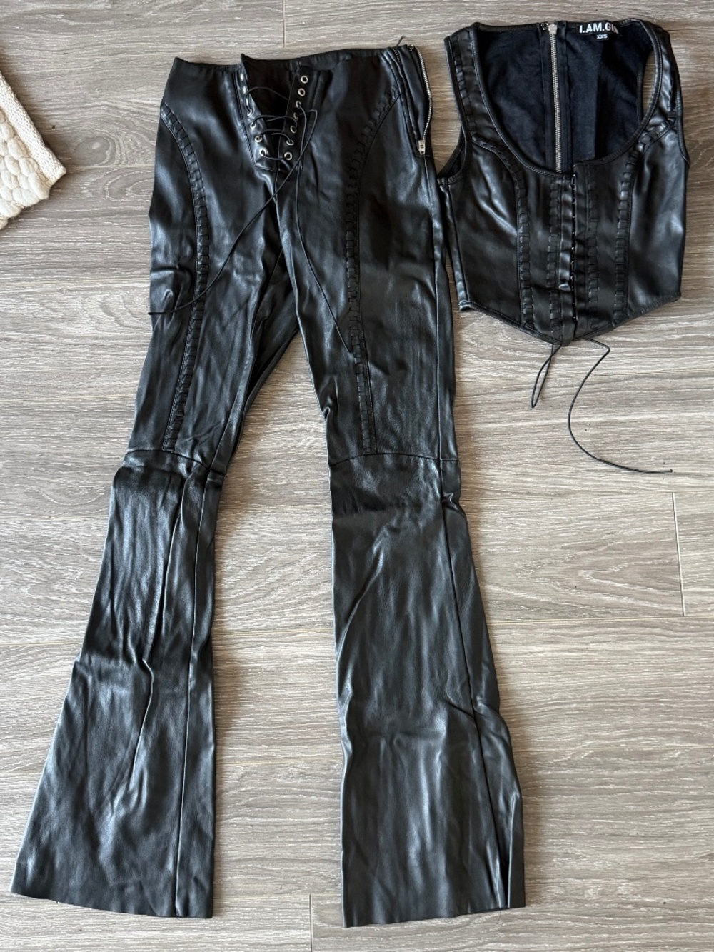 I am Gia Leather Pant and Top Set XXS
